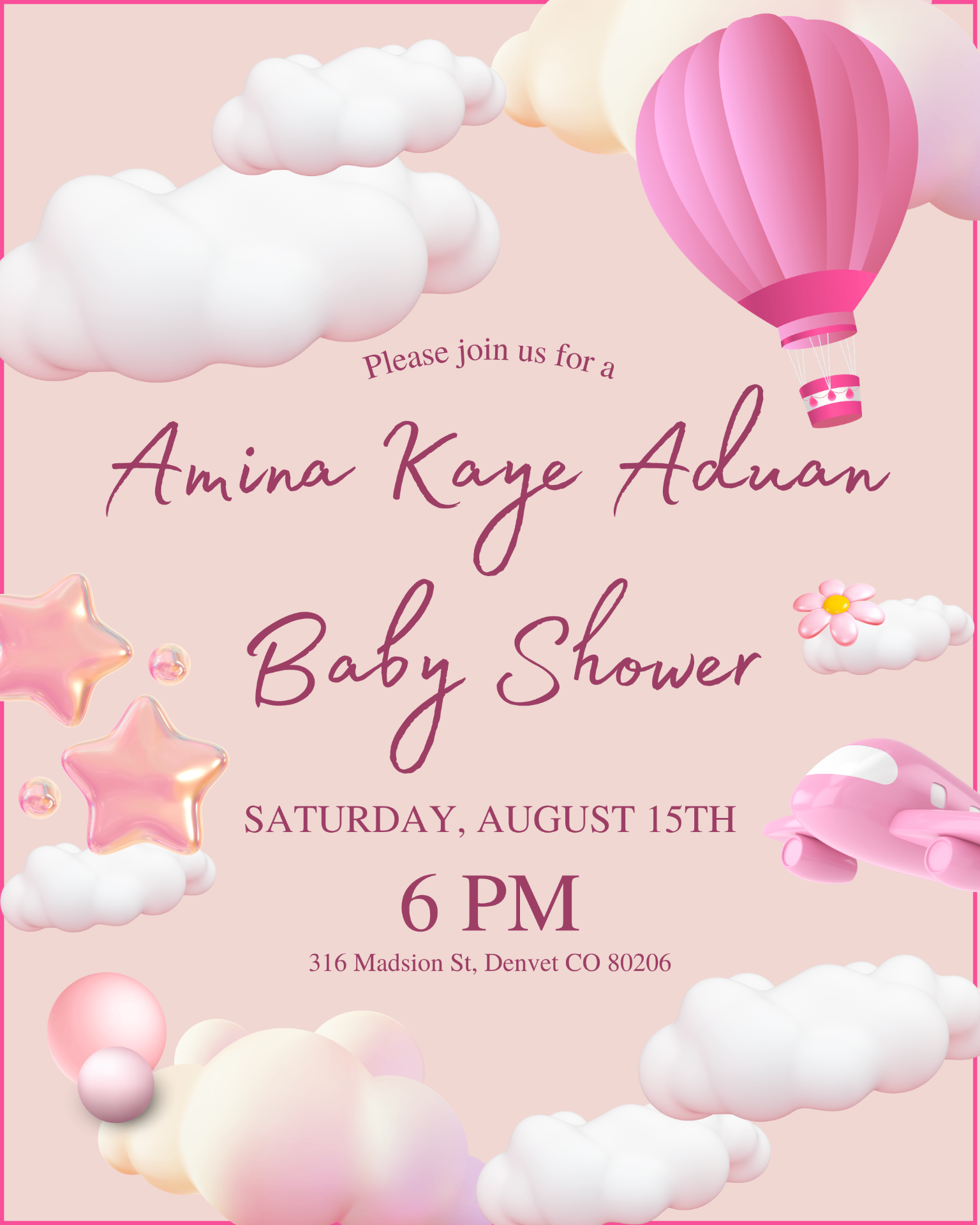 Amina Kaye Aduan Baby Shower invitation